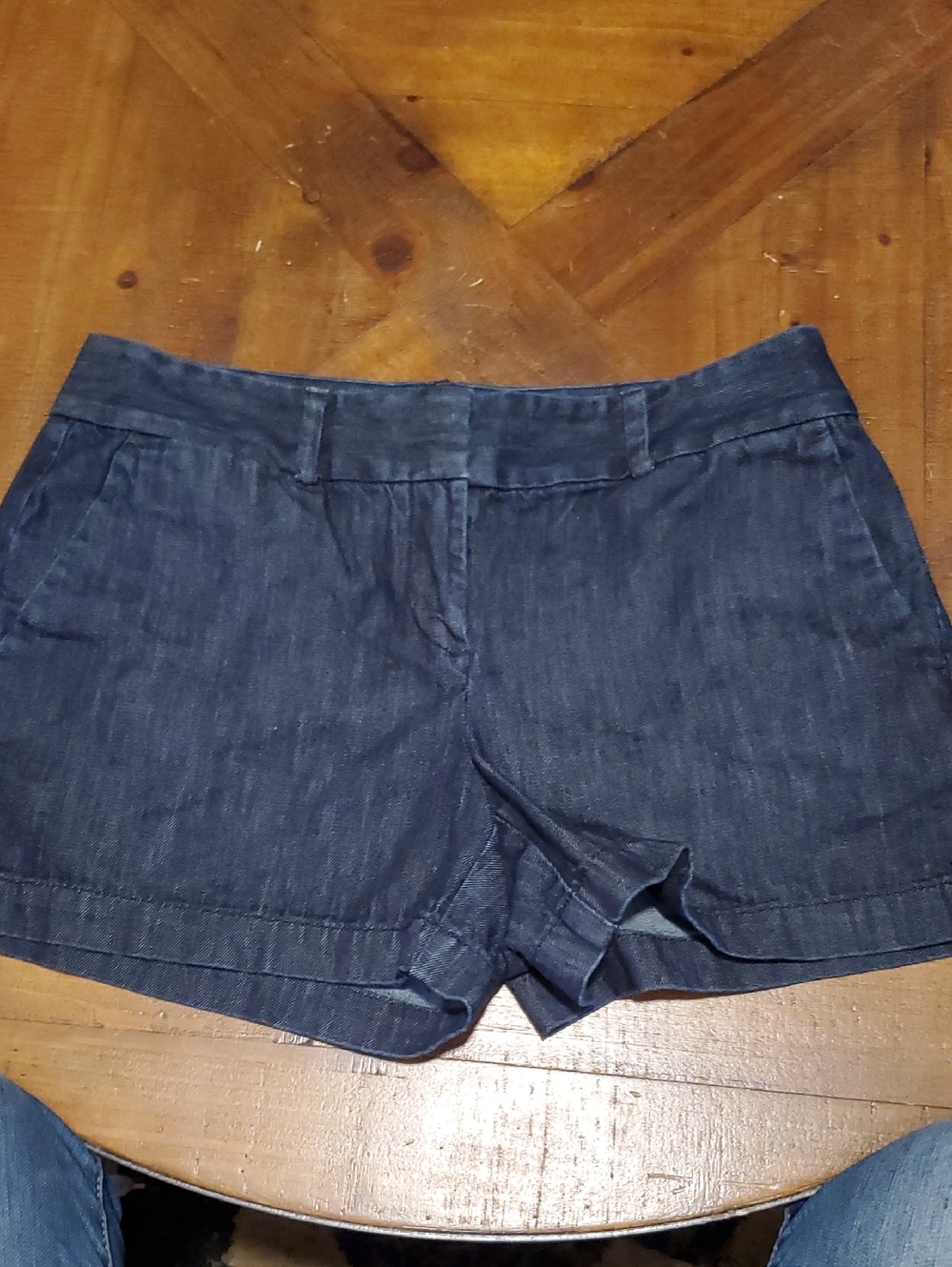 LOFT Dark Navy High-Waist Denim-Style Shorts